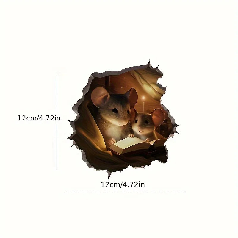 3D Reading Mouse Wall Stickers