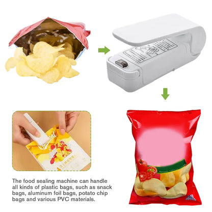 Mini Heat Bag Sealing Machine Package Sealer Bags Thermal Plastic Food Snack Bag