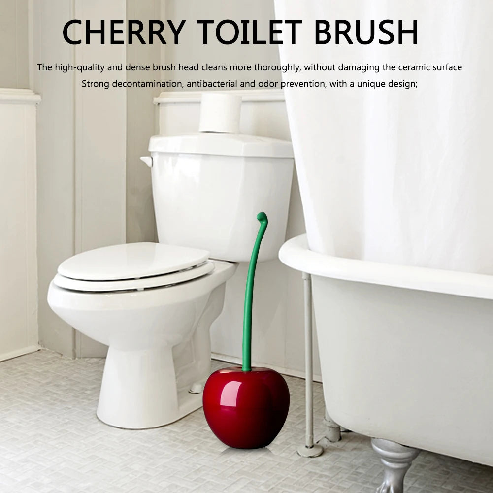 Creative Cherry Shape Toilet Brush Set Long Handle